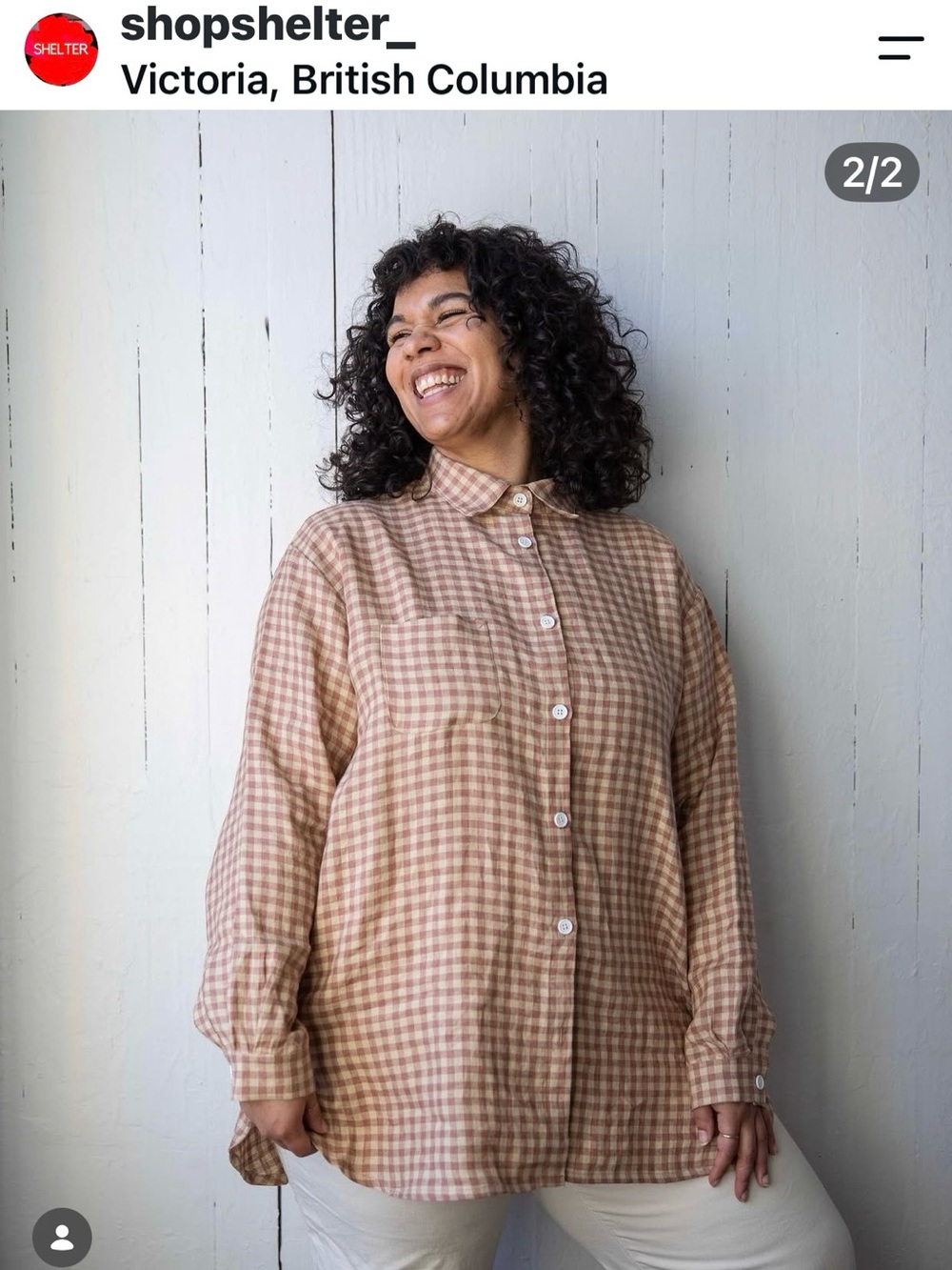 Shelter Clothing Lloyd line Checked Button-Up Shirt in brick/cream check.